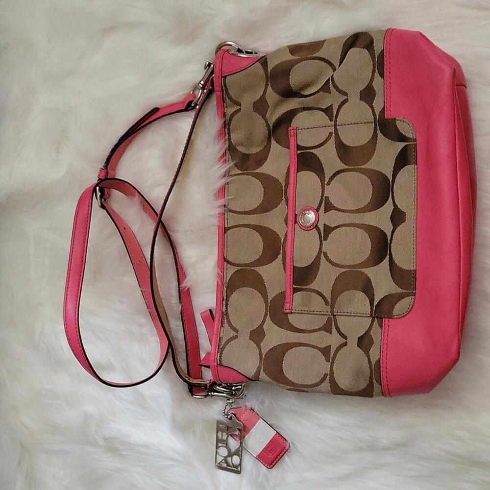 Coach Signature Bucket Shoulder/Crossbody Tote - Pink and Brown - Picture 2 of 4